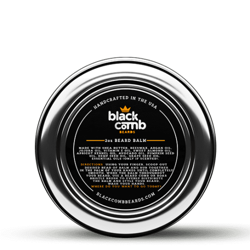 black comb beard balm back