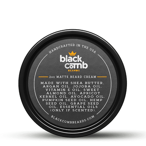 black comb beard cream back