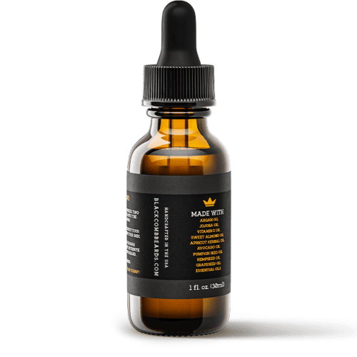 black comb beard oil back